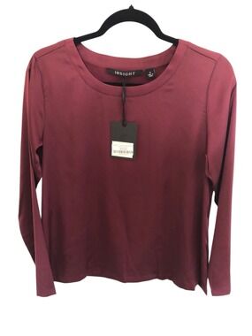 Insight NWT Satin Feel Round Neck Top Basic Minimalist Evening Wear Versatile